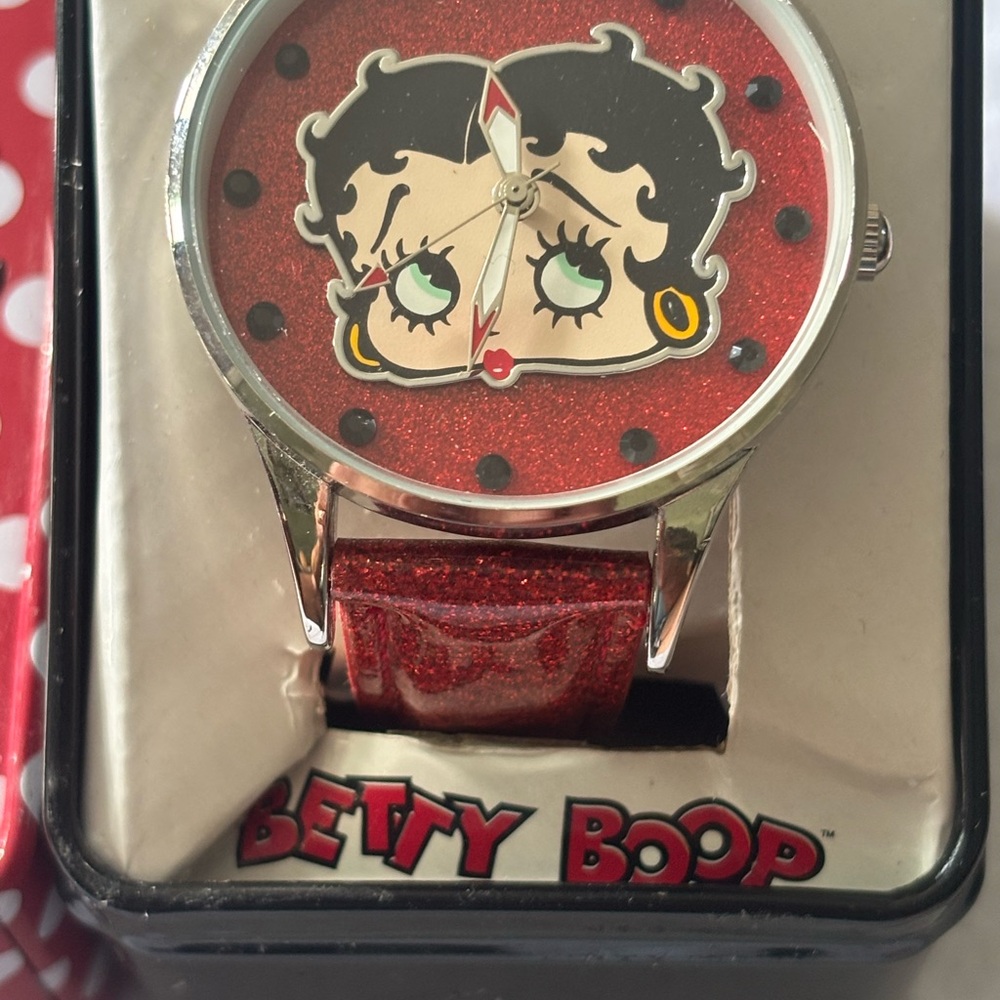 Betty Boop Red Glitter Face Watch